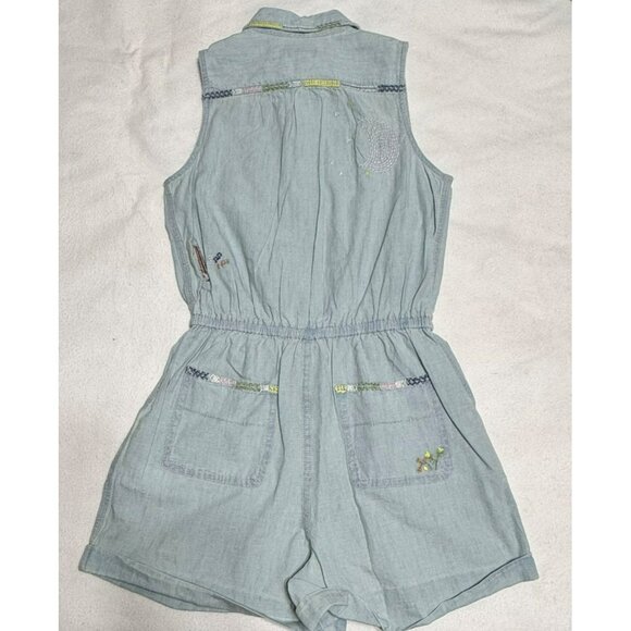 Polo Ralph Lauren Girls Embroidered Cotton Chambray Romper sz 14 - Picture 8 of 14